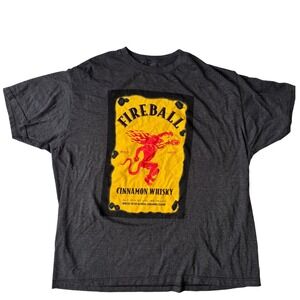 Fireball Cinnamon Whisky T-Shirt Men's 2XL Gray Graphic Tee Ripple Junction